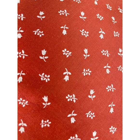 Vintage Burnt Red Orange 9" Round Throw Pillow White Floral Pattern Lace Edge - Picture 4 of 10